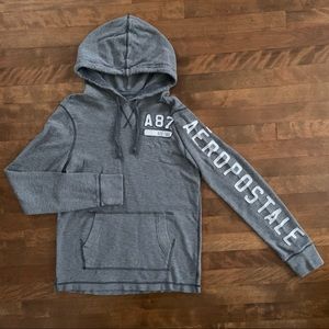 AERO Logo Graphic Embroidered Pullover Ribbed Hoodie | Men’s Size S